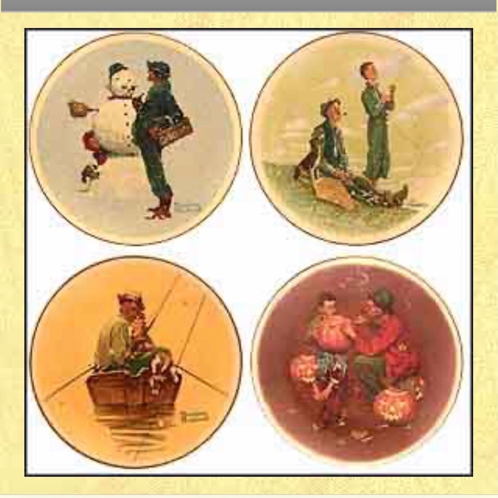 Set of 4 Norman Rockwell *4 Seasons Plates Gotham